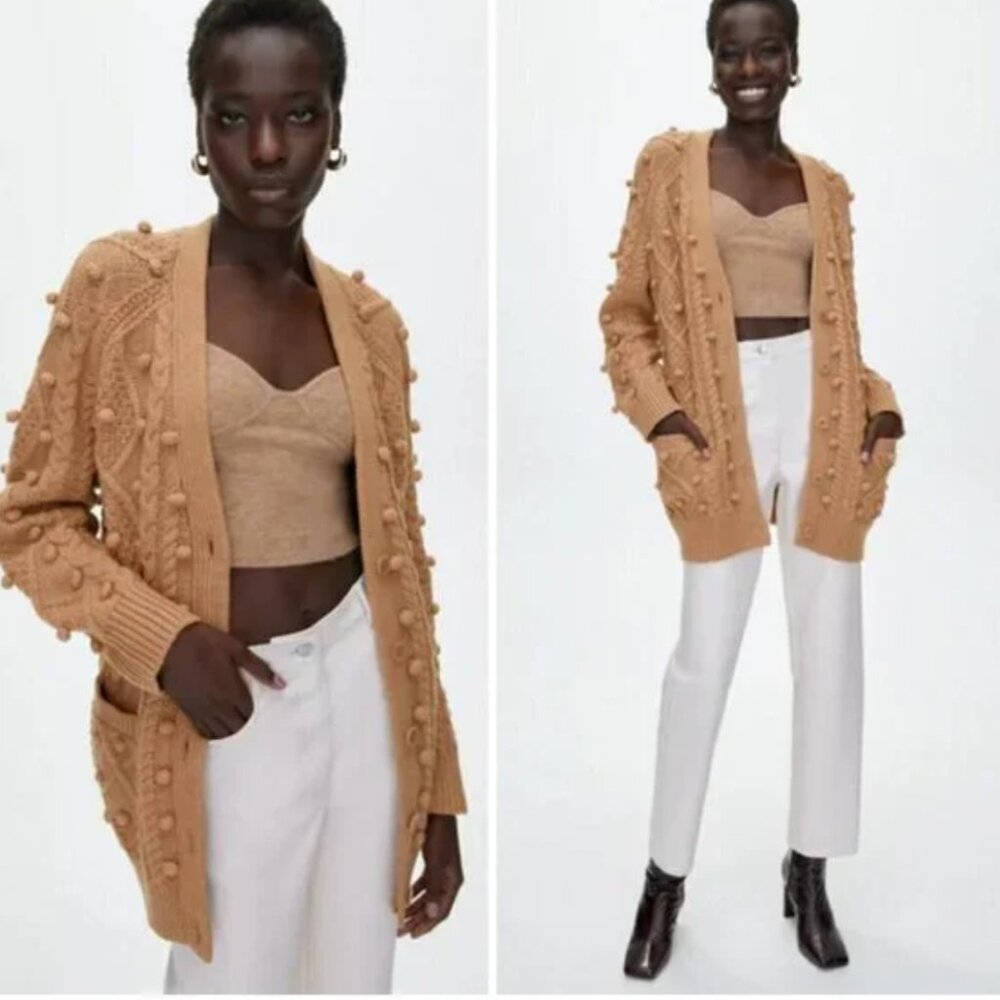 Aritzia Wilfred Cardigan Sweater New Alps Womens 2XS tan Brown XXS Oversized